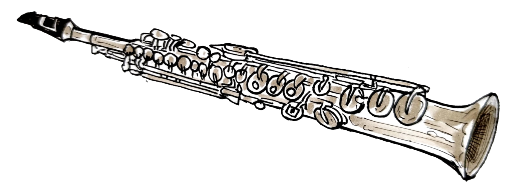 Handgezeichnetes Saxophon